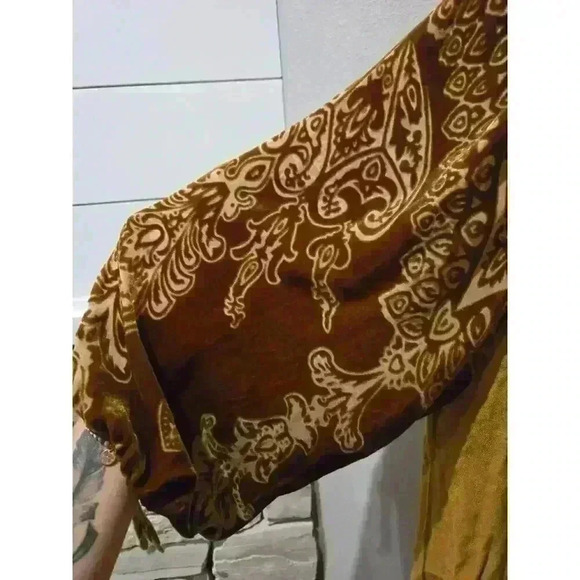 Soft Surroundings Women's L Brown Burnout Peasant Blouse 3/4 Sleeve Boho Whimsy - Picture 4 of 10